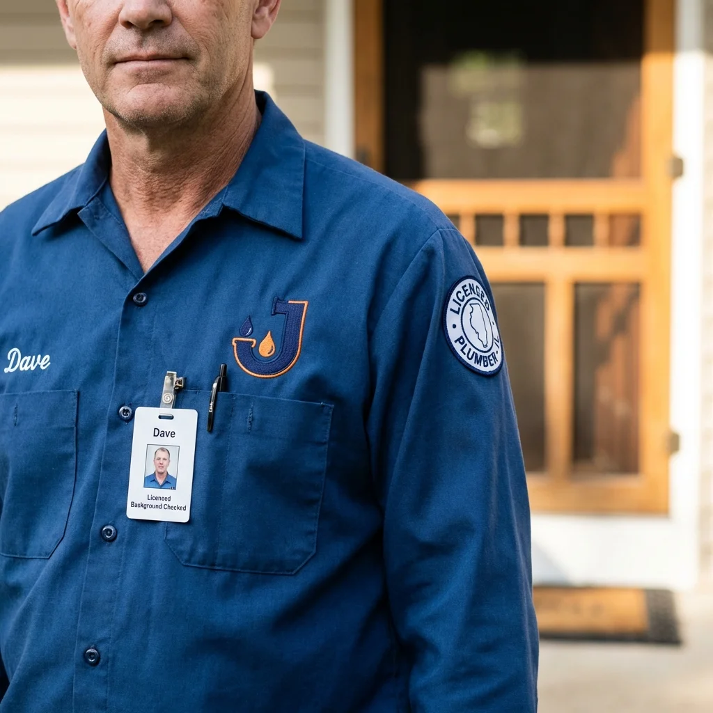 Licensed plumber showing ID badge in McMinnville, OR