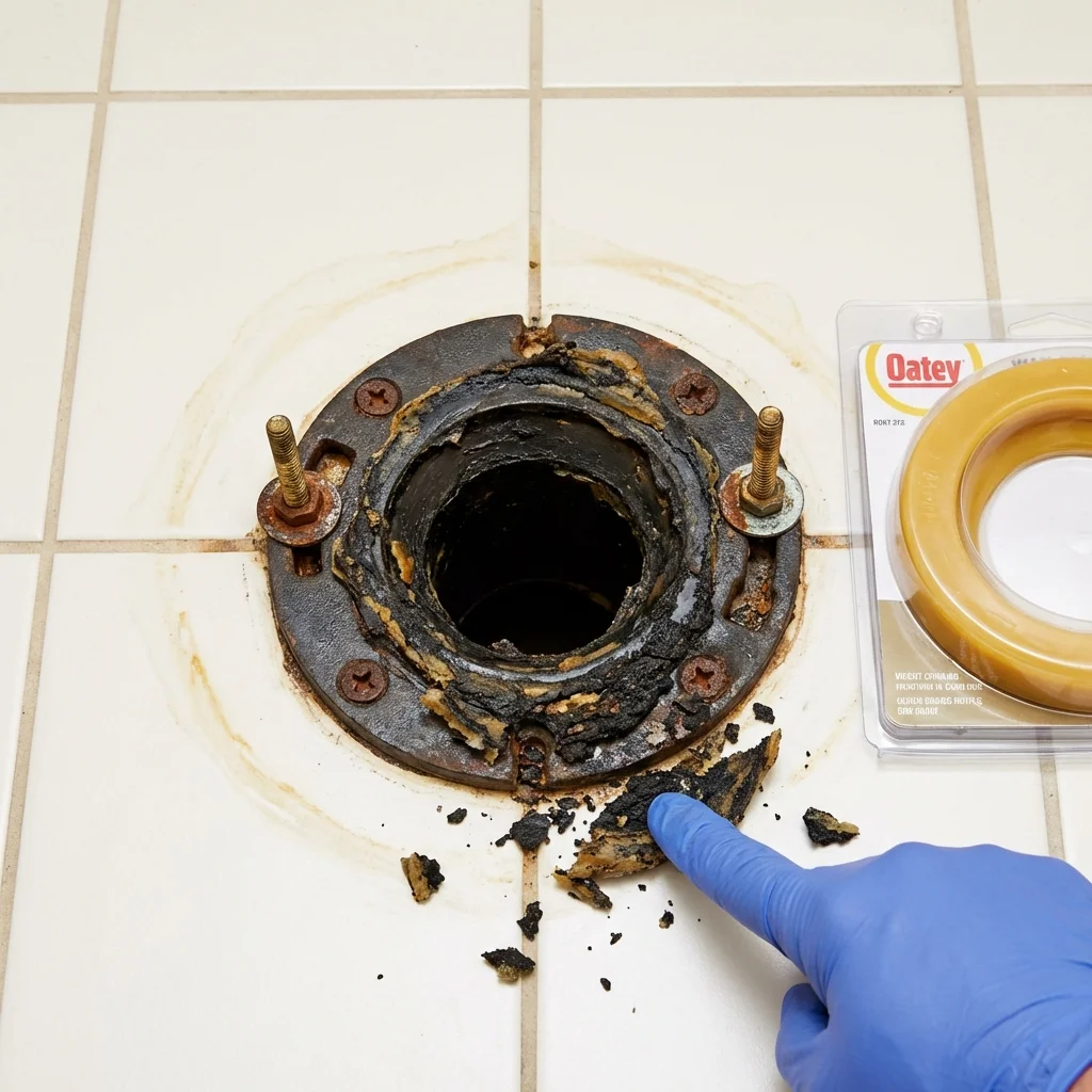 Failed wax ring showing water seepage at the base of a toilet in a McMinnville, OR home
