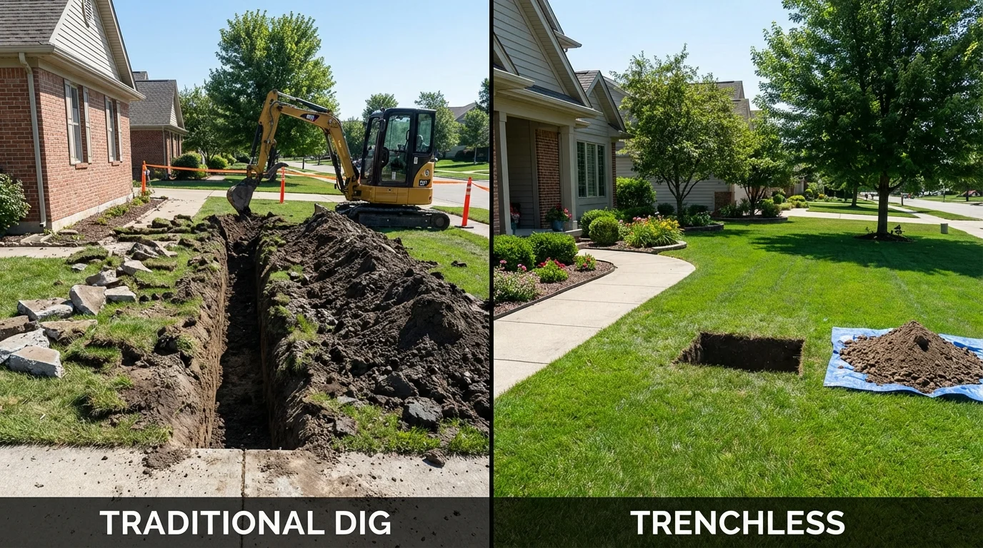Trenchless sewer repair with minimal yard damage versus traditional excavation in McMinnville, OR